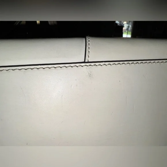 Dooney and Bourke Leather Bone Tote Bag, Gold hardware & blue accent scarf - Picture 14 of 16